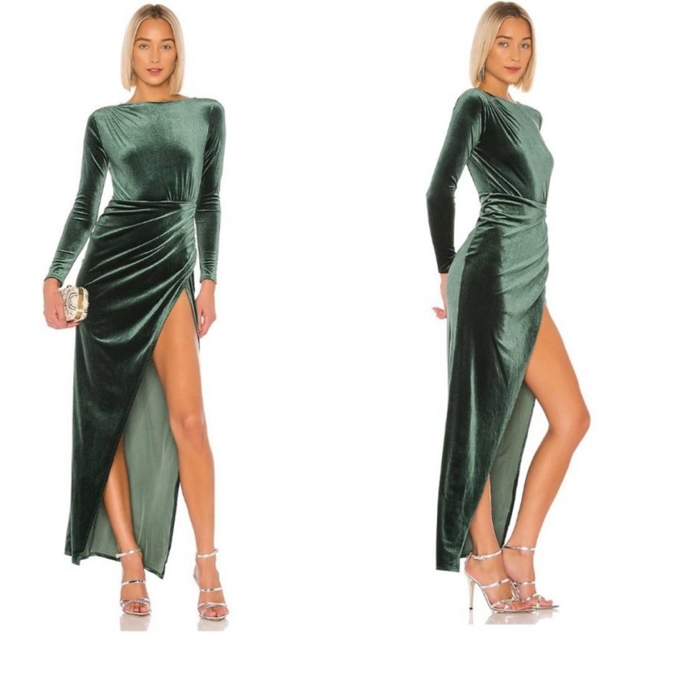 Michael Costello x REVOLVE NEW Gregory Formal Maxi Gown Emerald Green Size S
